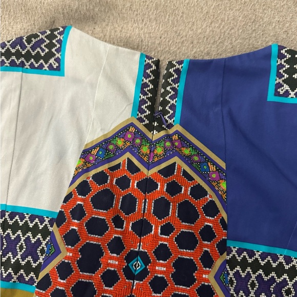 ETRO Multi Colored Stretch Cotton Tribal Print Sleeveless Sheath Dress Size 44 - Picture 5 of 9